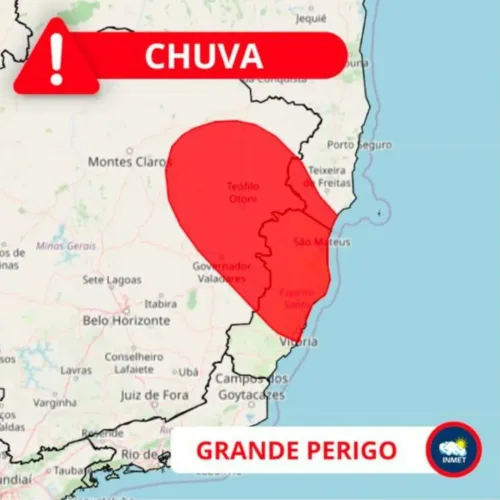 Inmet emite alerta vermelho de ‘grande perigo’ para cidades do Vale do Jequitinhonha, Mucuri e Rio Doce