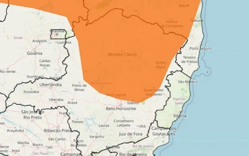 Inmet emite alerta laranja de chuvas intensas para 122 cidades do Leste de Minas