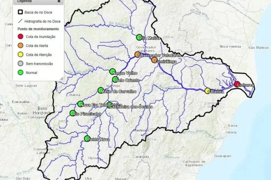 Nível do Rio Doce abaixa e sai da cota de inundação em Governador Valadares
